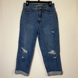 Universal Thread Vintage Straight Distressed Cuffed Crop Length Denim Jeans 8